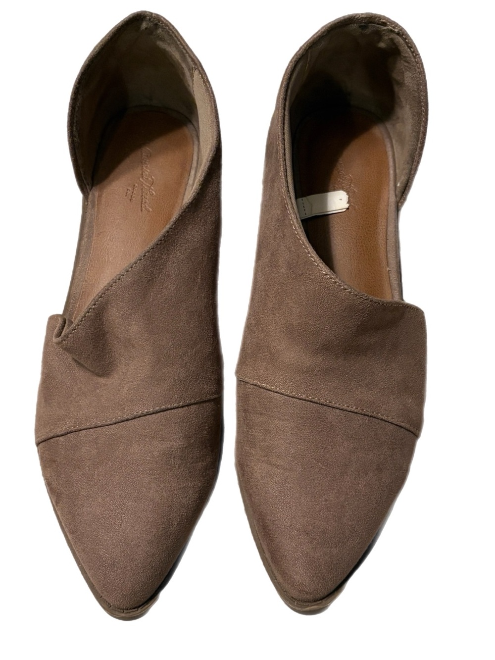 Universal Thread Pointed Toe d'Orsay Cutout Flats Taupe Faux Suede 6.5